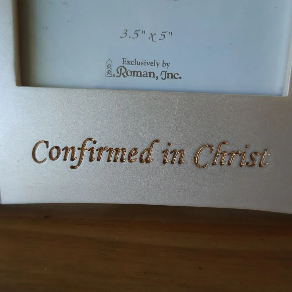 CONFIRMED IN CHRIST GLASS PICTURE FRAME BY ROMAN INC. Religious Cross Photo